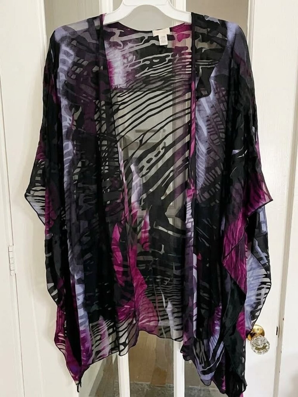 Chico's Travelers Collection Printed Sheer Burnout Kimono Size 18